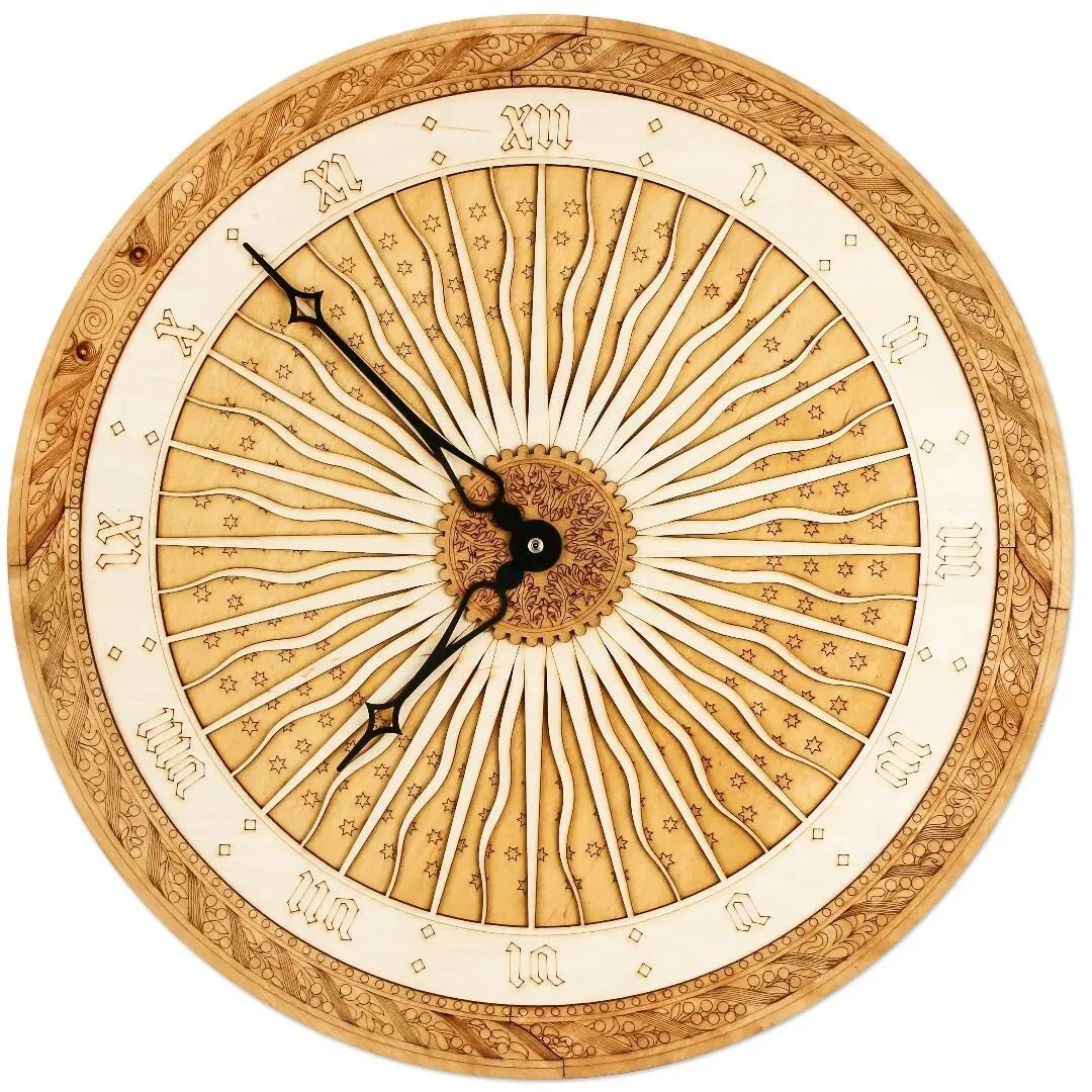 2024/07/114-Handcrafted-wooden-clock-with-detailed-star-engravings-1.webp